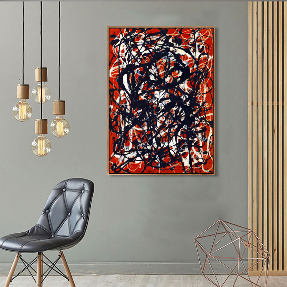 INVIN ART Framed Canvas Giclee Print Art Free Form by Jackson Pollock Abstract Wall Art