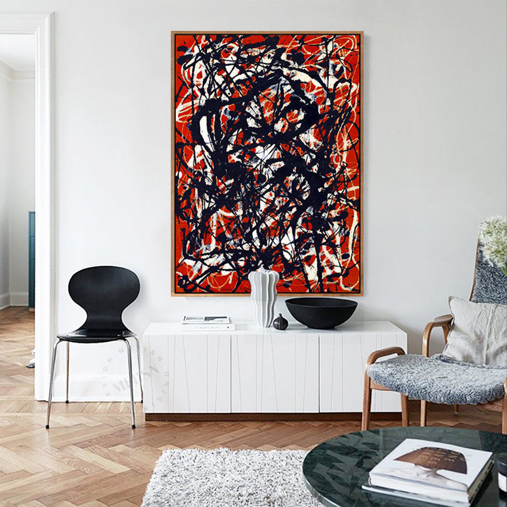 INVIN ART Framed Canvas Giclee Print Art Free Form by Jackson Pollock Abstract Wall Art