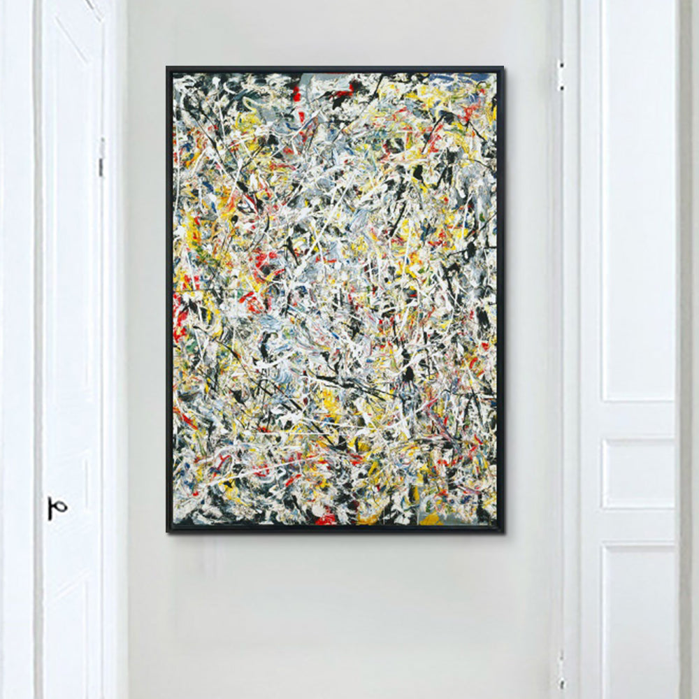 INVIN ART Framed Canvas White Light by Jackson Pollock Giclee Print Artwork Wall Art Home Decor