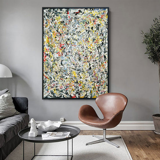 INVIN ART Framed Canvas White Light by Jackson Pollock Giclee Print Artwork Wall Art Home Decor