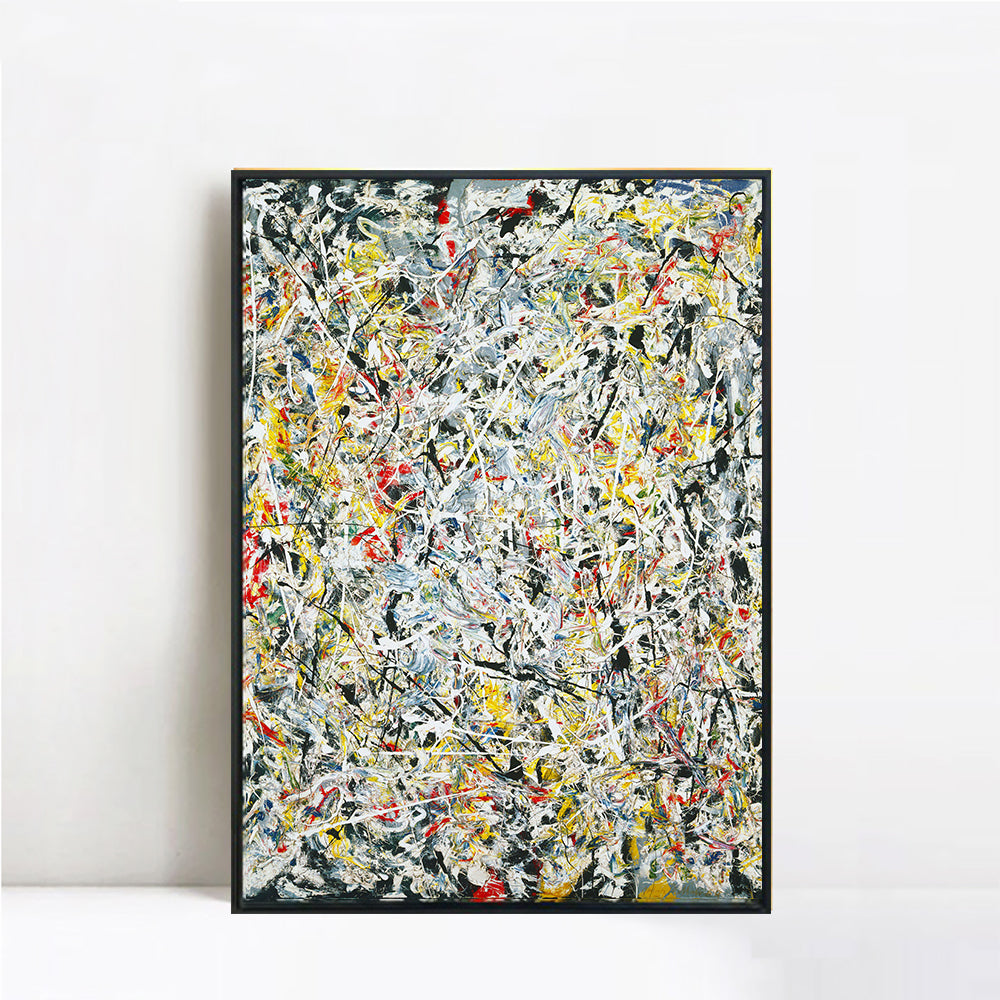 INVIN ART Framed Canvas White Light by Jackson Pollock Giclee Print Artwork Wall Art Home Decor