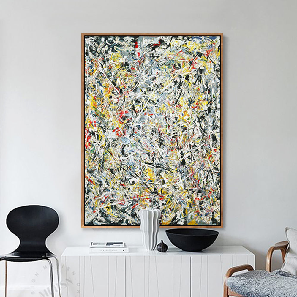 INVIN ART Framed Canvas White Light by Jackson Pollock Giclee Print Artwork Wall Art Home Decor