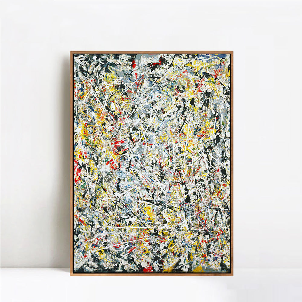 INVIN ART Framed Canvas White Light by Jackson Pollock Giclee Print Artwork Wall Art Home Decor