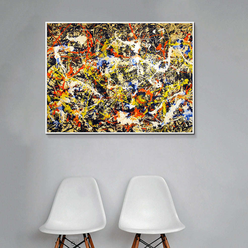 INVIN ART Framed Canvas Convergence by Jackson Pollock Giclee Print Art Abstract Wall Art