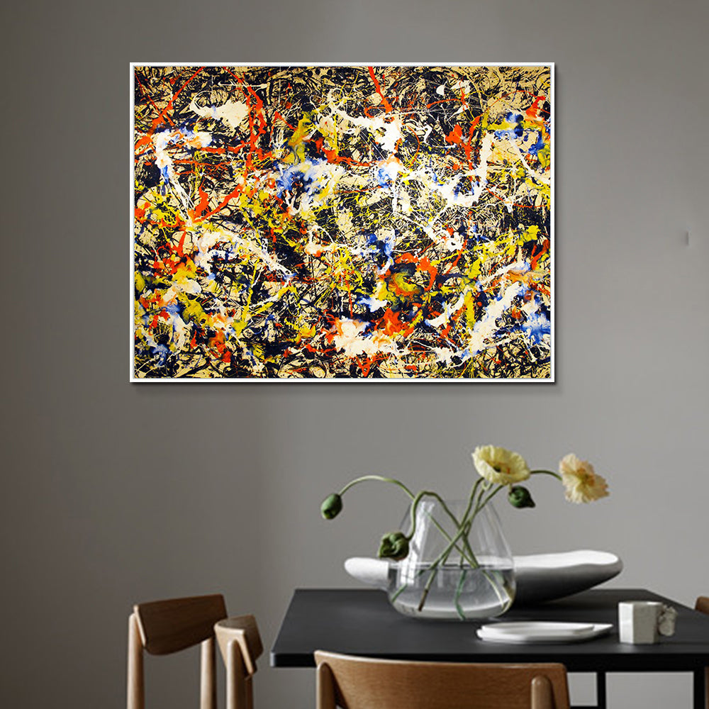 INVIN ART Framed Canvas Convergence by Jackson Pollock Giclee Print Art Abstract Wall Art