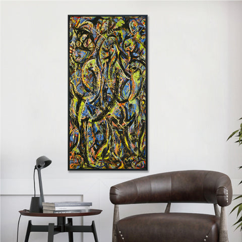INVIN ART Framed Canvas Giclee Print Art Gothic 1944 by Jackson Pollock Abstract Wall Art Living Room Home Office Decorations