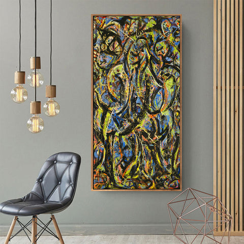 INVIN ART Framed Canvas Giclee Print Art Gothic 1944 by Jackson Pollock Abstract Wall Art Living Room Home Office Decorations
