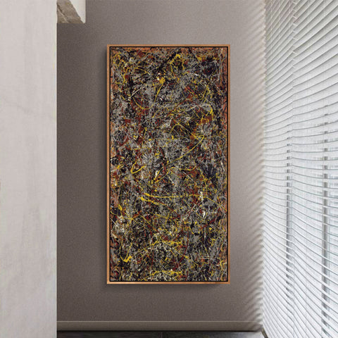 INVIN ART Framed Canvas Giclee Print Art Number 5 1948 by Jackson Pollock Abstract Wall Art Living Room Home Office Decorations