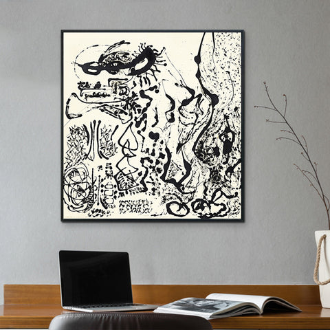 INVIN ART Framed Canvas Giclee Print Art Number 5 Elegant Lady by Jackson Pollock Abstract Wall Art Living Room Home Office Decorations