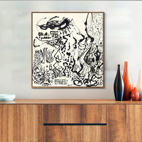 INVIN ART Framed Canvas Giclee Print Art Number 5 Elegant Lady by Jackson Pollock Abstract Wall Art Living Room Home Office Decorations
