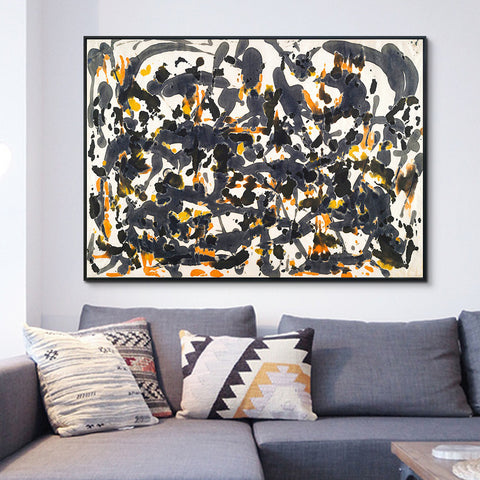 INVIN ART Framed Canvas Giclee Print Art Untitled(2) by Jackson Pollock Abstract Wall Art Living Room Home Office Decorations