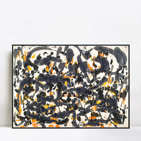INVIN ART Framed Canvas Giclee Print Art Untitled(2) by Jackson Pollock Abstract Wall Art Living Room Home Office Decorations