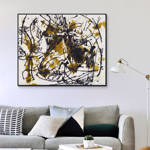 INVIN ART Framed Canvas Giclee Print Art Untitled(3) by Jackson Pollock Abstract Wall Art Living Room Home Office Decorations