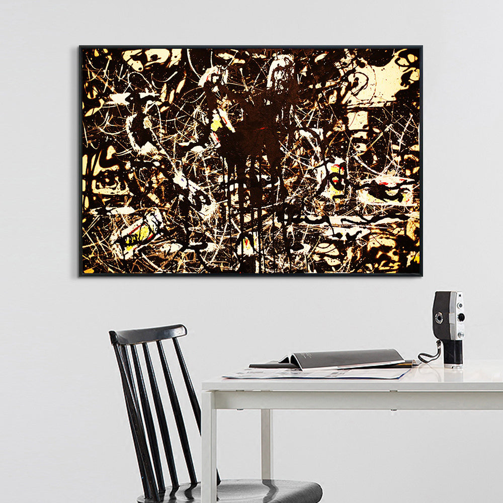 INVIN ART Framed Canvas Giclee Print Art Yellow Islands by Jackson Pollock Abstract Wall Art Living Room Home Office Decorations