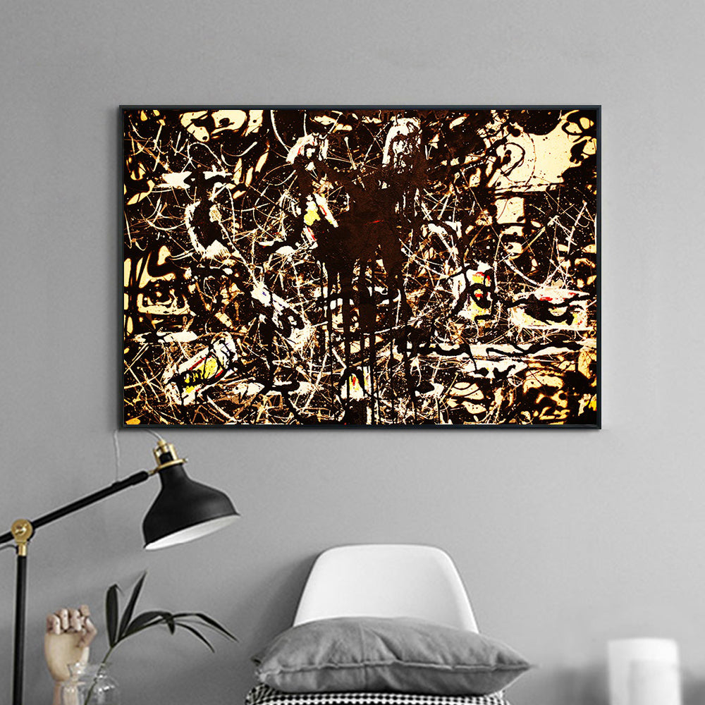 INVIN ART Framed Canvas Giclee Print Art Yellow Islands by Jackson Pollock Abstract Wall Art Living Room Home Office Decorations