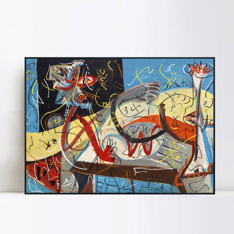 INVIN ART Framed Canvas Giclee Print Art Stenographic Figure by Jackson Pollock Abstract Wall Art Living Room Home Office Decorations