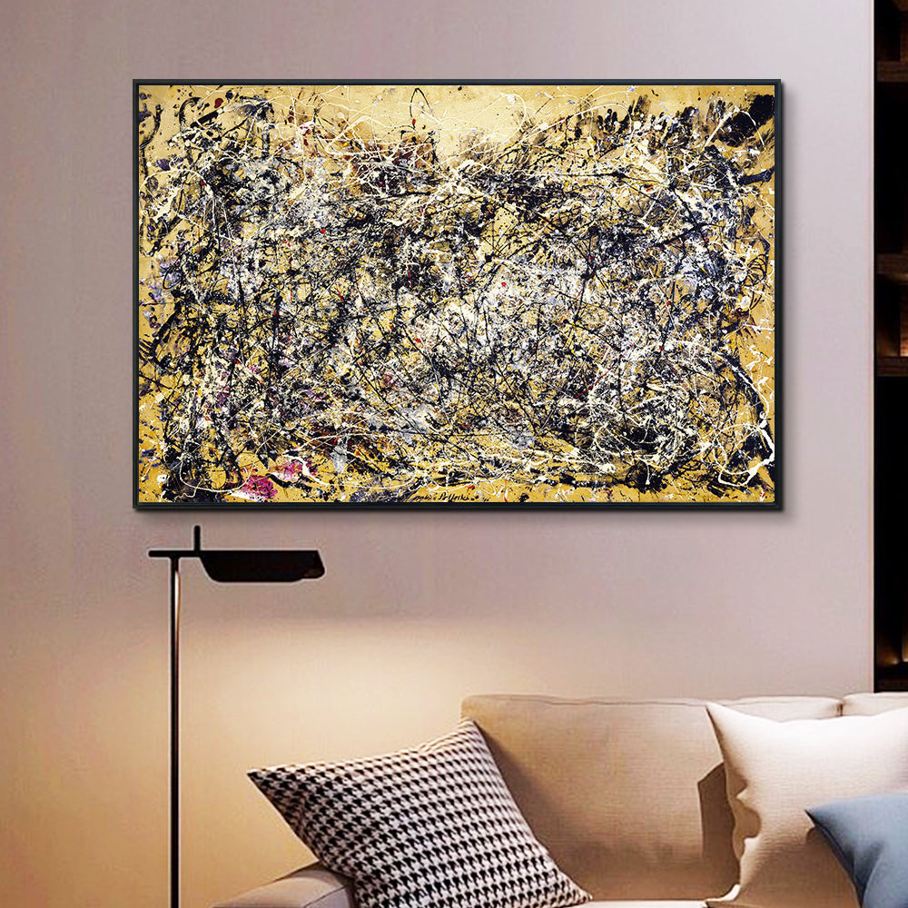 INVIN ART Framed Canvas Giclee Print Art Number 1A by Jackson Pollock Abstract Wall Art Living Room Home Office Decorations