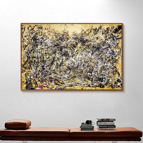 INVIN ART Framed Canvas Giclee Print Art Number 1A by Jackson Pollock Abstract Wall Art Living Room Home Office Decorations