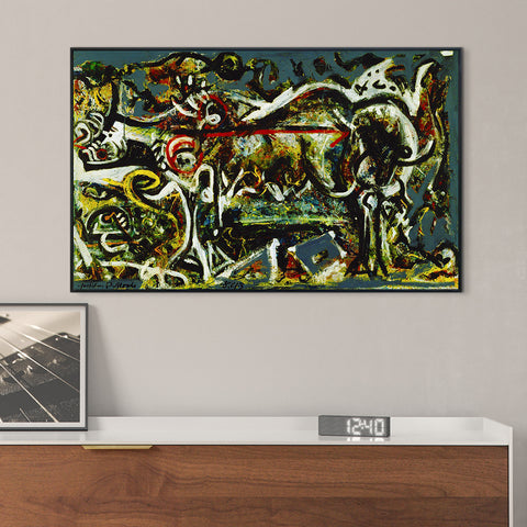INVIN ART Framed Canvas Giclee Print Art The She-Wolf by Jackson Pollock Abstract Wall Art Living Room Home Office Decorations