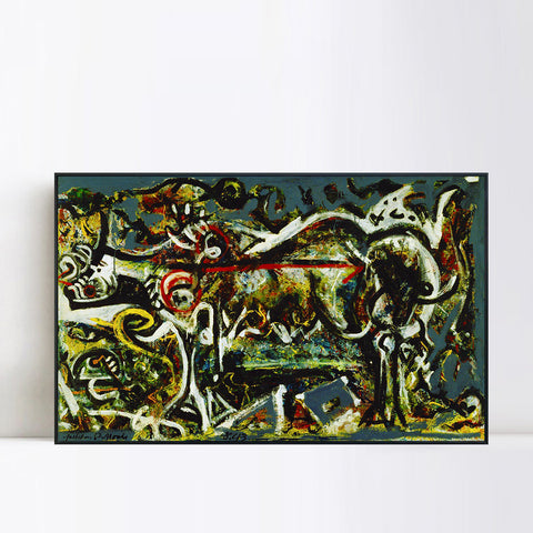 INVIN ART Framed Canvas Giclee Print Art The She-Wolf by Jackson Pollock Abstract Wall Art Living Room Home Office Decorations