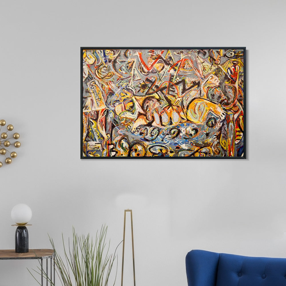INVIN ART Framed Canvas Giclee Print Art Abstract Series#21 by Jackson Pollock Abstract Wall Art Living Room Home Office Decorations