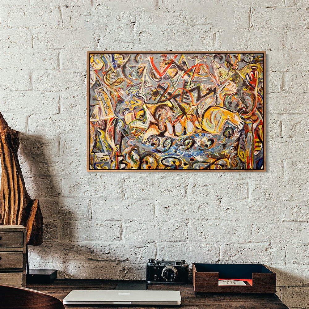 INVIN ART Framed Canvas Giclee Print Art Abstract Series#21 by Jackson Pollock Abstract Wall Art Living Room Home Office Decorations