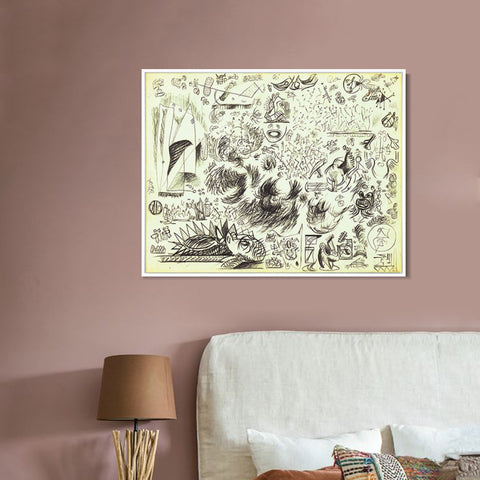 INVIN ART Framed Canvas Giclee Print Art Sheet of Studies by Jackson Pollock Wall Art
