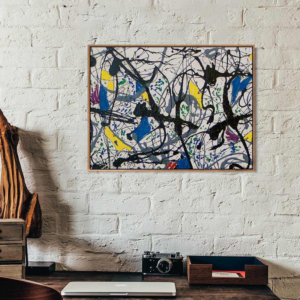 INVIN ART Framed Canvas Giclee Print Art Summertime No.9A,1948 by Jackson Pollock Abstract Wall Art Living Room Home Office Decorations