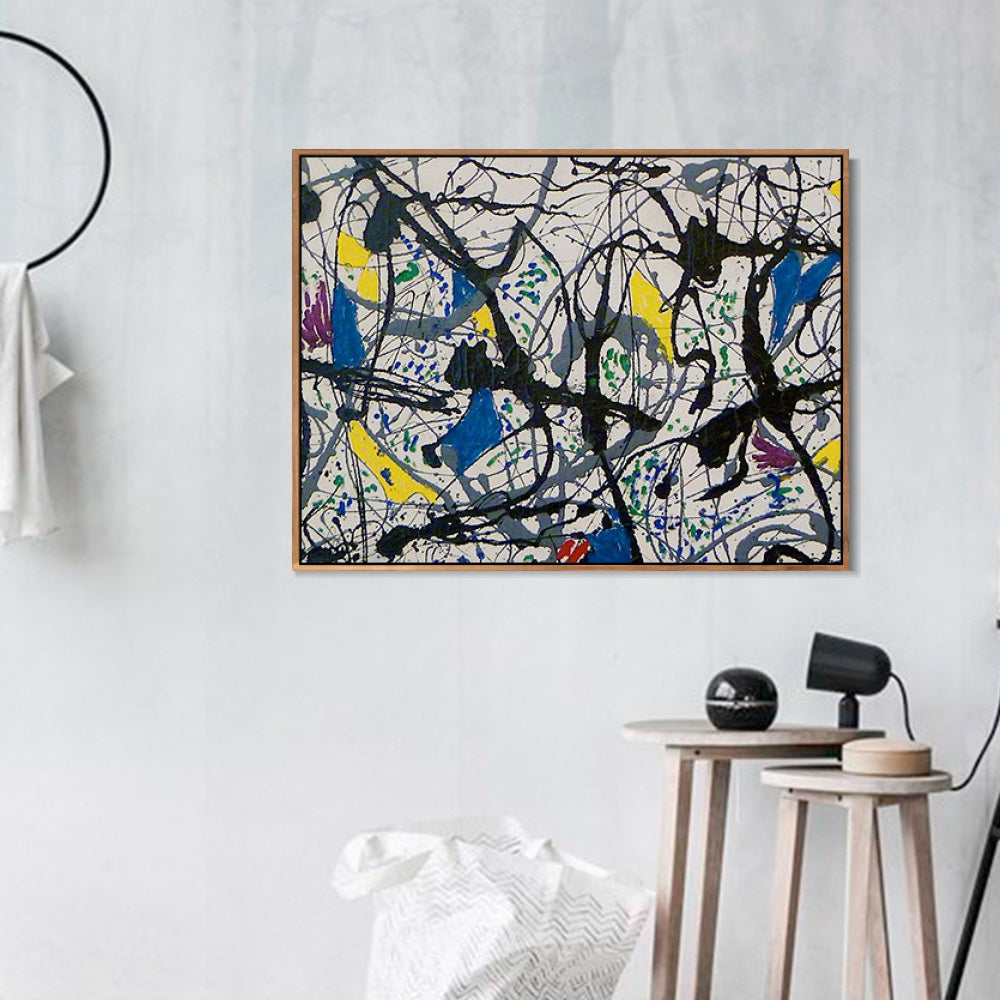 INVIN ART Framed Canvas Giclee Print Art Summertime No.9A,1948 by Jackson Pollock Abstract Wall Art Living Room Home Office Decorations