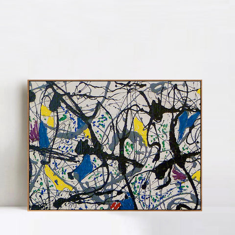 INVIN ART Framed Canvas Giclee Print Art Summertime No.9A,1948 by Jackson Pollock Abstract Wall Art Living Room Home Office Decorations