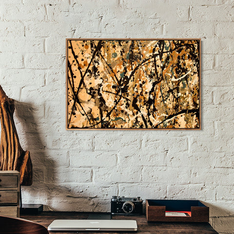 INVIN ART Framed Canvas Giclee Print Art Abstract Weddingdress by Jackson Pollock Abstract Wall Art Living Room Home Office Decorations