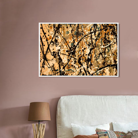 INVIN ART Framed Canvas Giclee Print Art Abstract Weddingdress by Jackson Pollock Abstract Wall Art Living Room Home Office Decorations