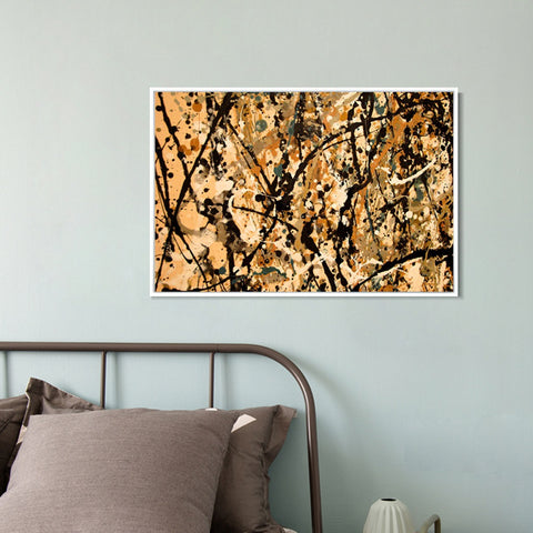 INVIN ART Framed Canvas Giclee Print Art Abstract Weddingdress by Jackson Pollock Abstract Wall Art Living Room Home Office Decorations