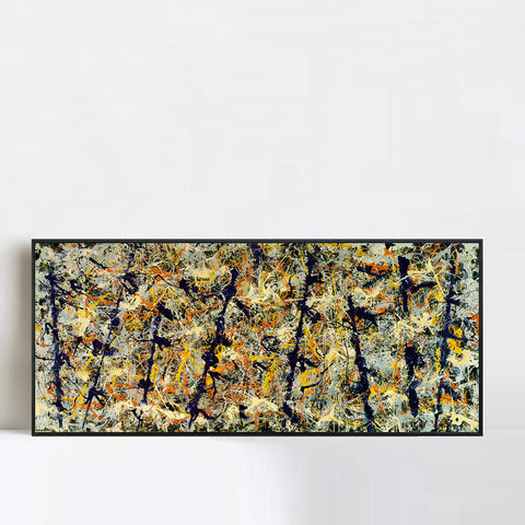 INVIN ART Framed Canvas Giclee Print Art Blue poles (Number 11) by Jackson Pollock Wall Art Living Room Home Office Decorations
