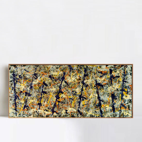 INVIN ART Framed Canvas Giclee Print Art Blue poles (Number 11) by Jackson Pollock Wall Art Living Room Home Office Decorations