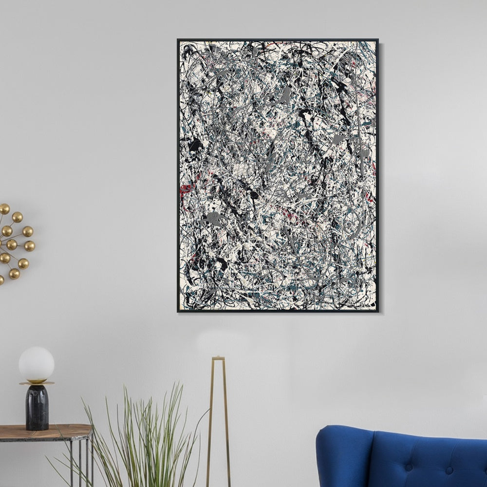 INVIN ART Framed Canvas Giclee Print Art Number 19 1948 by Jackson Pollock Abstract Wall Art