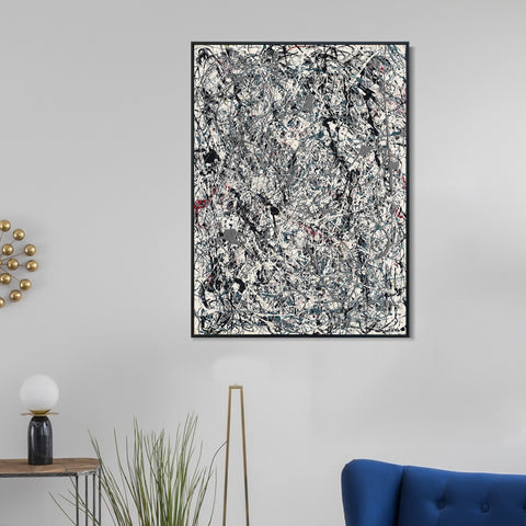INVIN ART Framed Canvas Giclee Print Art Number 19 1948 by Jackson Pollock Abstract Wall Art Living Room Home Office Decorations