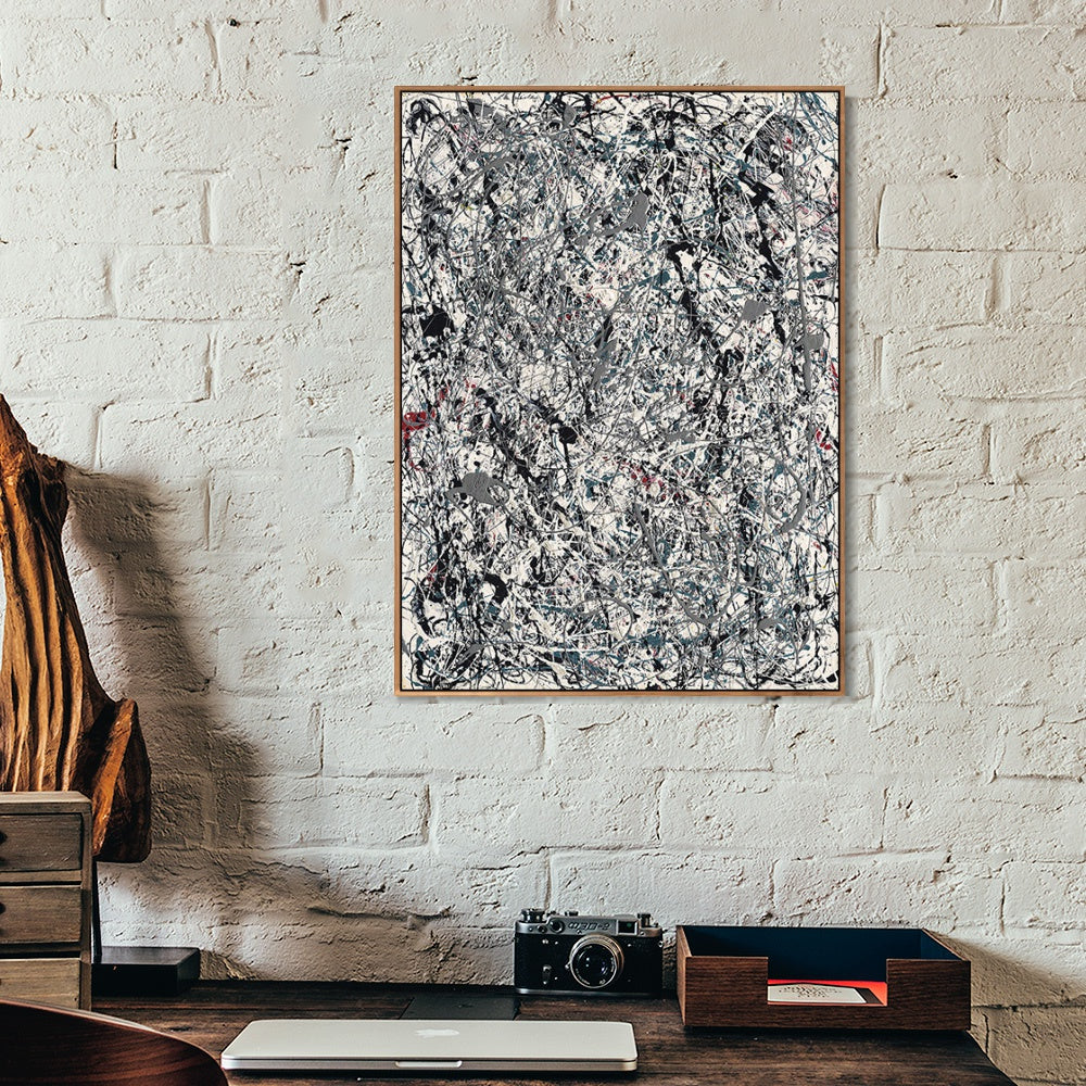INVIN ART Framed Canvas Giclee Print Art Number 19 1948 by Jackson Pollock Abstract Wall Art