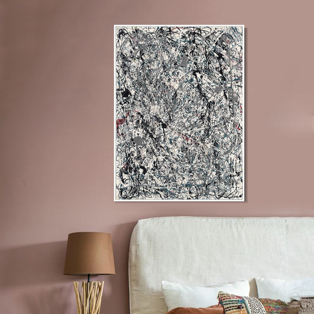 INVIN ART Framed Canvas Giclee Print Art Number 19 1948 by Jackson Pollock Abstract Wall Art