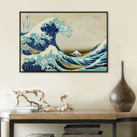 INVIN ART Framed Canvas Giclee Print Great Wave of Kanagawa by Katsushika Hokusai Wall Art Living Room Home Office Decorations