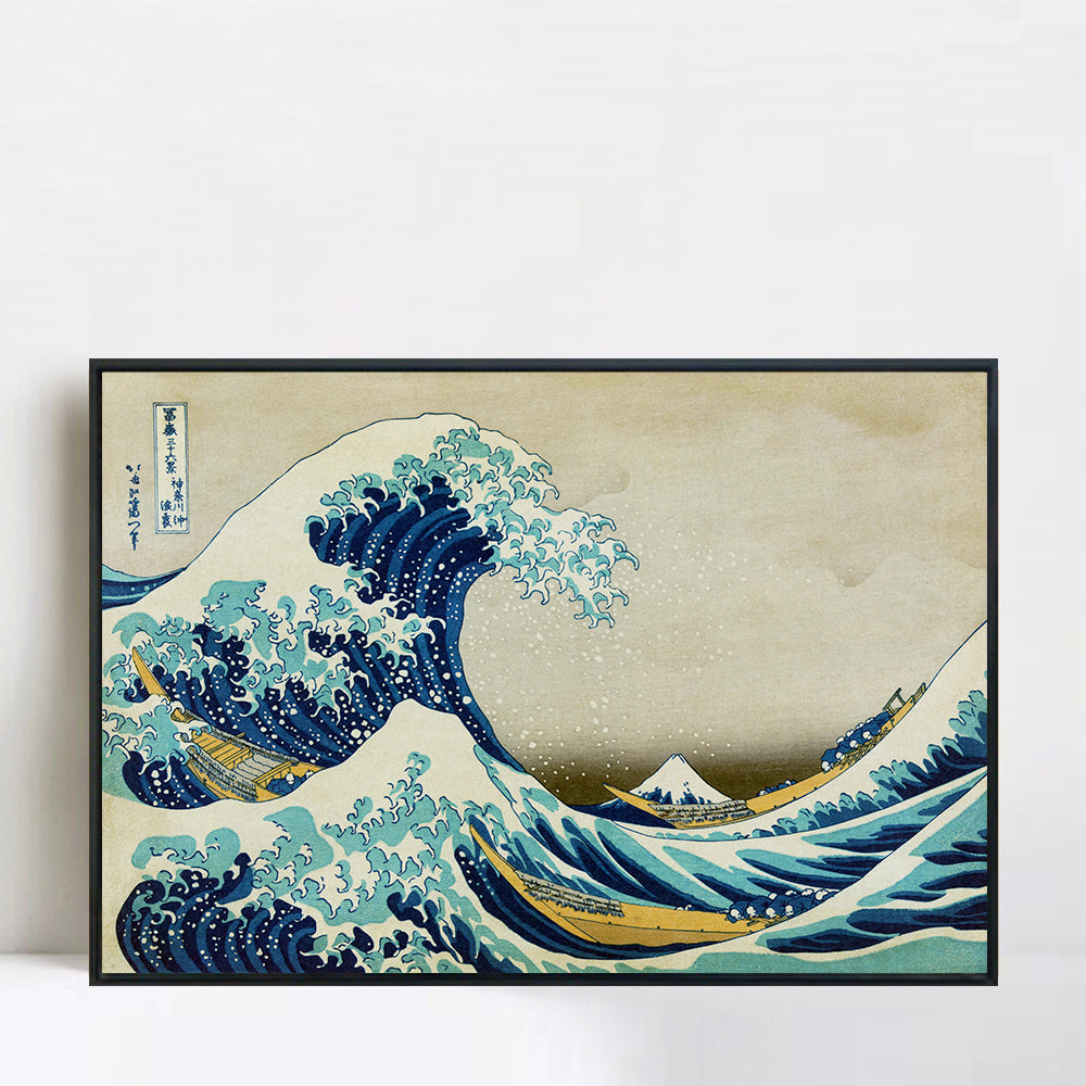 INVIN ART Framed Canvas Giclee Print Great Wave of Kanagawa by Katsushika Hokusai Wall Art Living Room Home Office Decorations