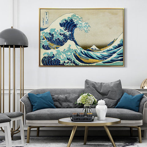 INVIN ART Framed Canvas Giclee Print Great Wave of Kanagawa by Katsushika Hokusai Wall Art Living Room Home Office Decorations