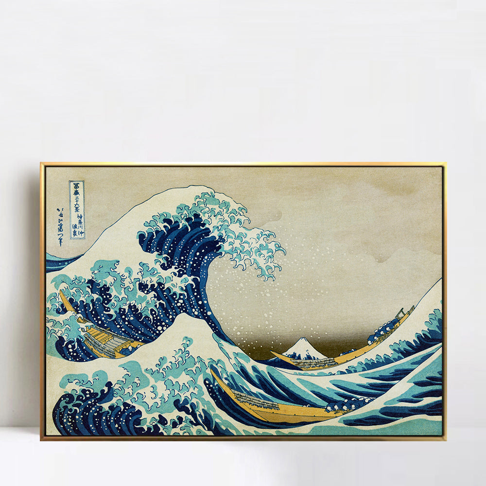 INVIN ART Framed Canvas Giclee Print Great Wave of Kanagawa by Katsushika Hokusai Wall Art Living Room Home Office Decorations