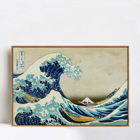 INVIN ART Framed Canvas Giclee Print Great Wave of Kanagawa by Katsushika Hokusai Wall Art Living Room Home Office Decorations