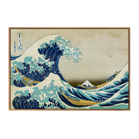 INVIN ART Framed Canvas Giclee Print Great Wave of Kanagawa by Katsushika Hokusai Wall Art Living Room Home Office Decorations