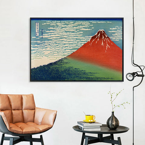 INVIN ART Framed Canvas Giclee Print Red Fuji (Mount Fuji in Clear Weather with a Southerly Breeze) by Katsushika Hokusai Wall Art Living Room Home Office Decorations