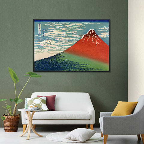 INVIN ART Framed Canvas Giclee Print Red Fuji (Mount Fuji in Clear Weather with a Southerly Breeze) by Katsushika Hokusai Wall Art Living Room Home Office Decorations