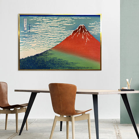 INVIN ART Framed Canvas Giclee Print Red Fuji (Mount Fuji in Clear Weather with a Southerly Breeze) by Katsushika Hokusai Wall Art Living Room Home Office Decorations