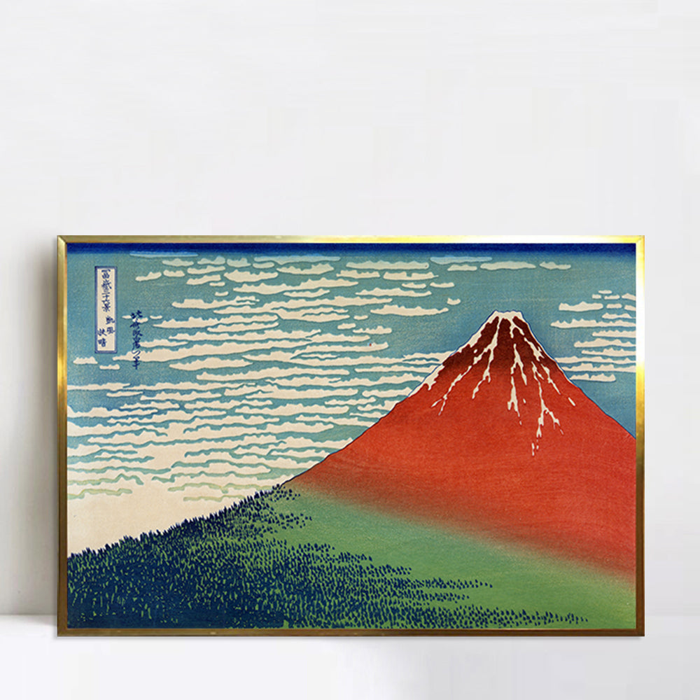 INVIN ART Framed Canvas Giclee Print Red Fuji (Mount Fuji in Clear Weather with a Southerly Breeze) by Katsushika Hokusai Wall Art Living Room Home Office Decorations