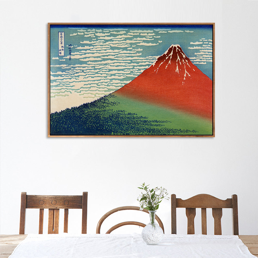 INVIN ART Framed Canvas Giclee Print Red Fuji (Mount Fuji in Clear Weather with a Southerly Breeze) by Katsushika Hokusai Wall Art Living Room Home Office Decorations